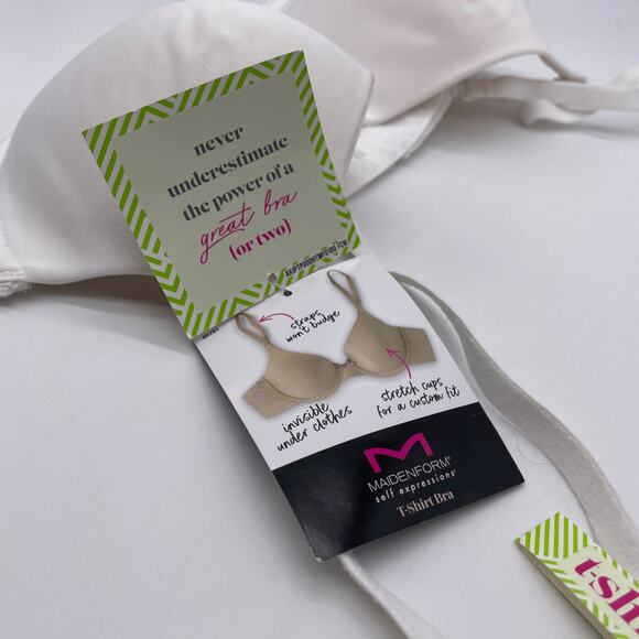 Maidenform T-Shirt Bra 34C White Underwire Stretch Cups Polyester/Spandex - Picture 4 of 5